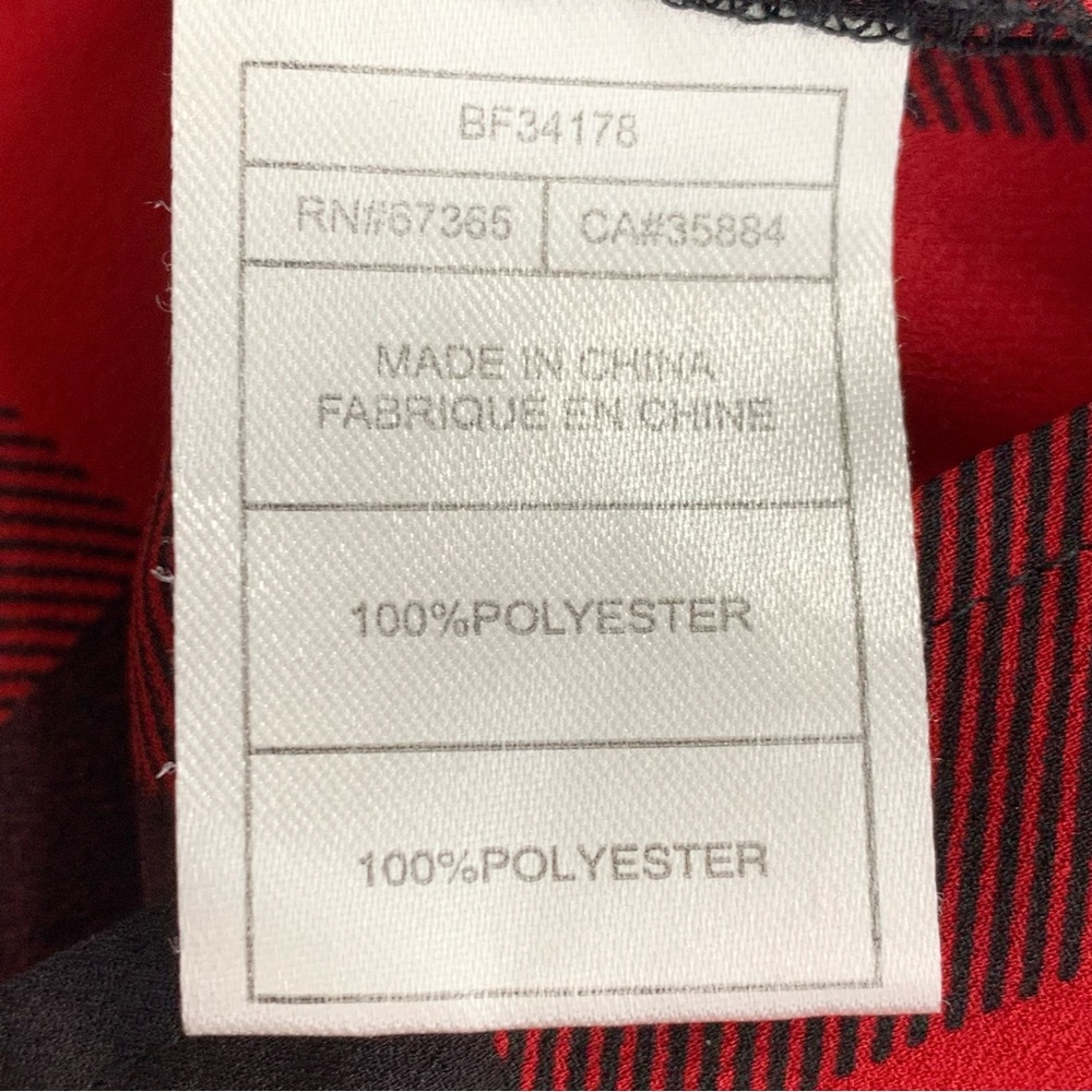 BB Dakota Red & Black Buffalo Plaid Coleman Blouse Long Sleeve Size Large - Picture 7 of 10